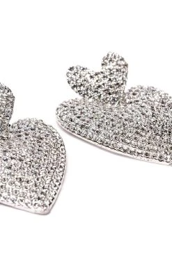 AKIRA onlinestore -AKIRA onlinestore cross my heart embellished earrings silver 3 3