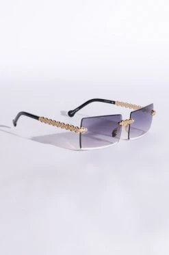 AKIRA onlinestore -AKIRA onlinestore try me rectangle sunnies gold black 4 4